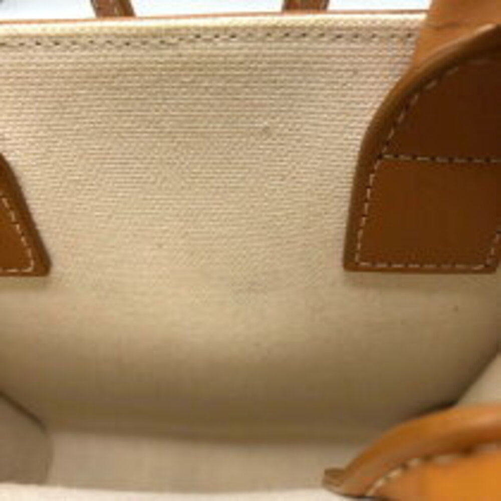 Celine Partial Cabas Tan Calfskin Canvas Shoulder Bag - Picture 4 of 11